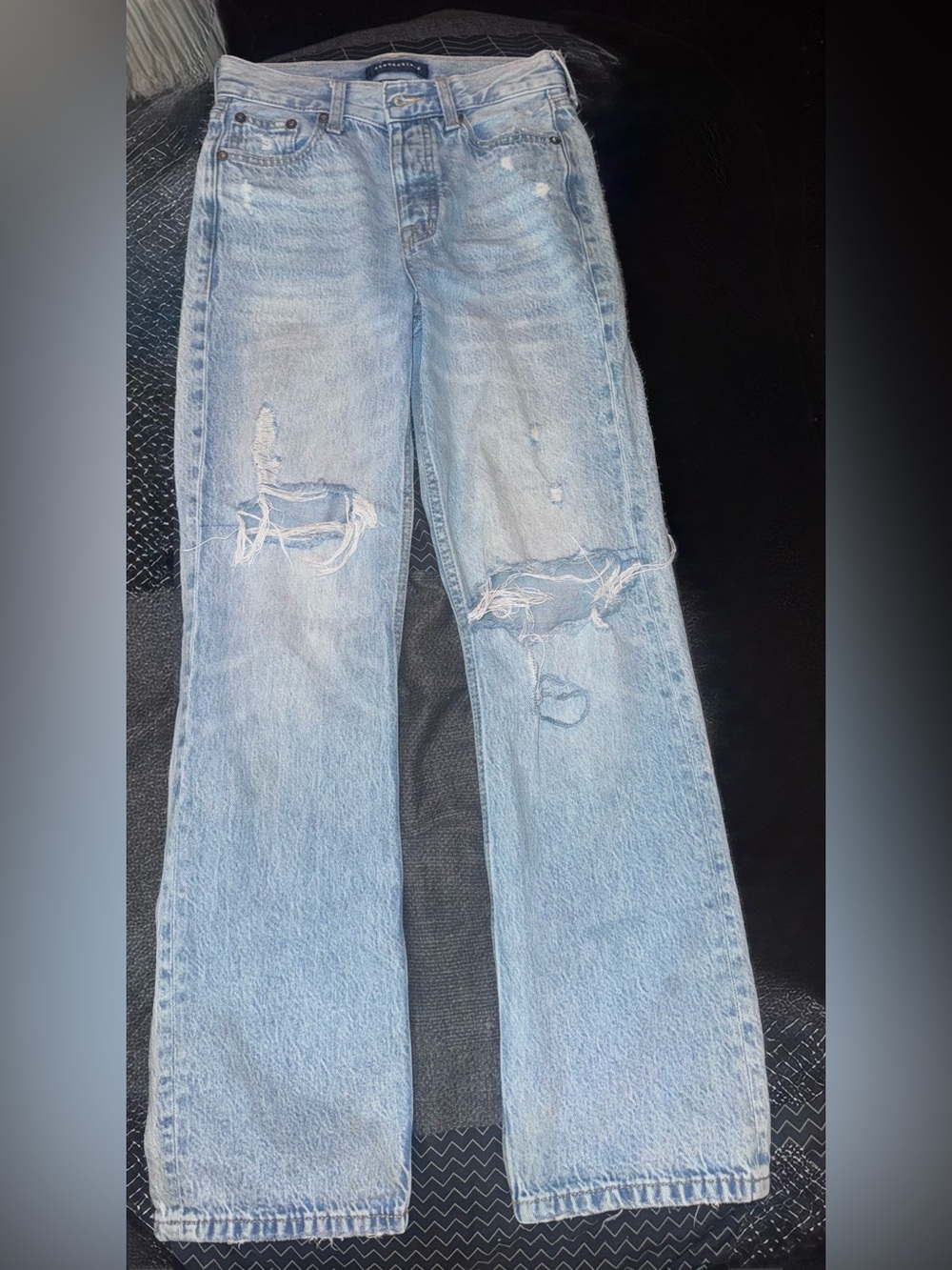 Aeropostale Light Blue Ripped Wide-Leg Jeans